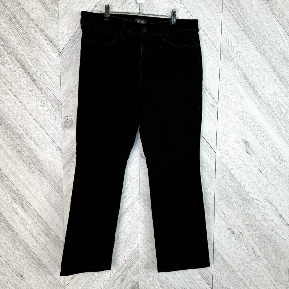 NYDJ Jeans Marilyn Straight Womens Size 12 Black Denim Stretch 27" Inseam